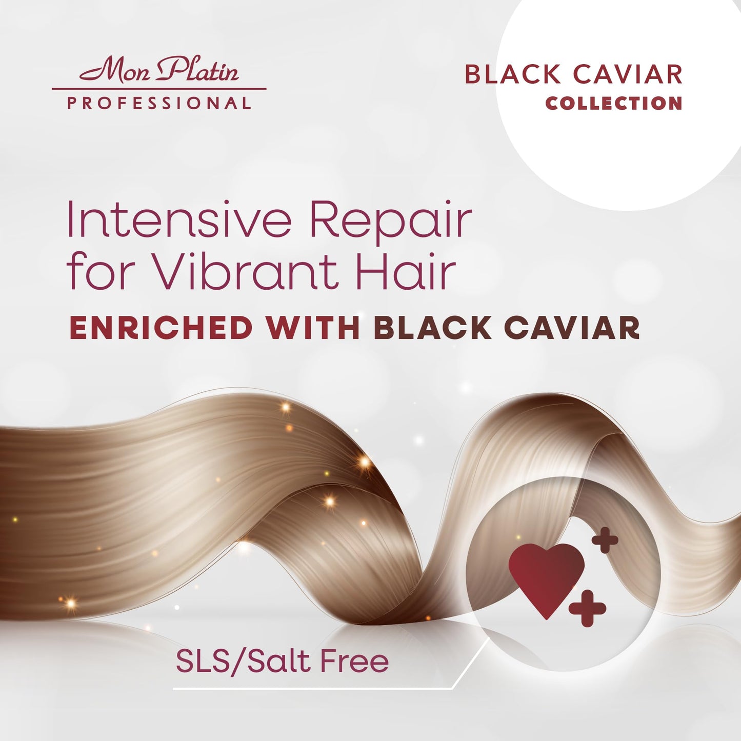 Lavender Mon Platin Professional Hair Conditioning Mask, Black Caviar Total Repair, 500ML, For Straightened Hair, Intensive Recovery, Deep Conditioning, SLS/Salt Free