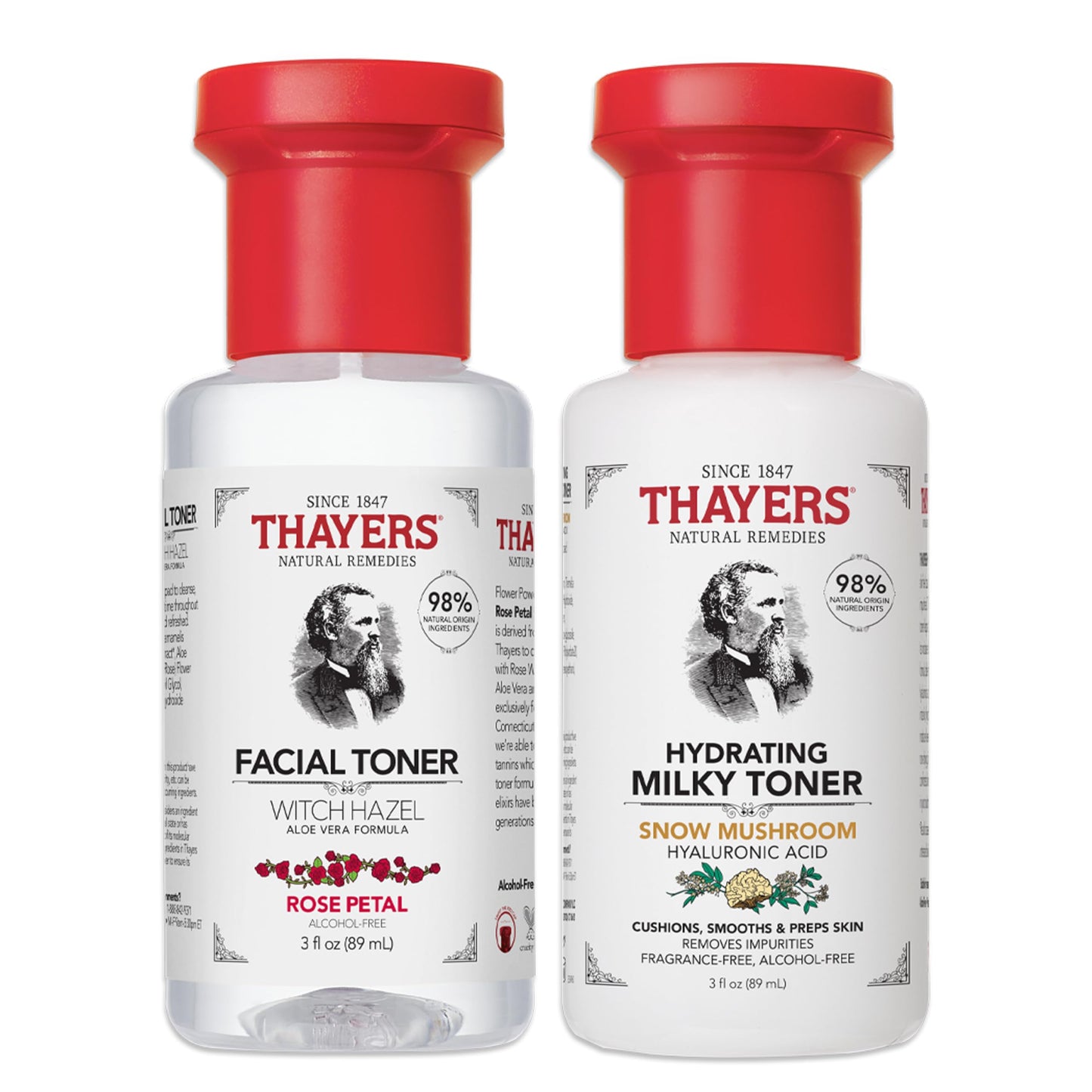 Lavender Thayers Purify & Hydrate Skin Care Set, Includes Rose Petal Facial Toner to Reduce Pores and Hydrating Milky Toner for 48H Hydration, 1 Skin Care Kit