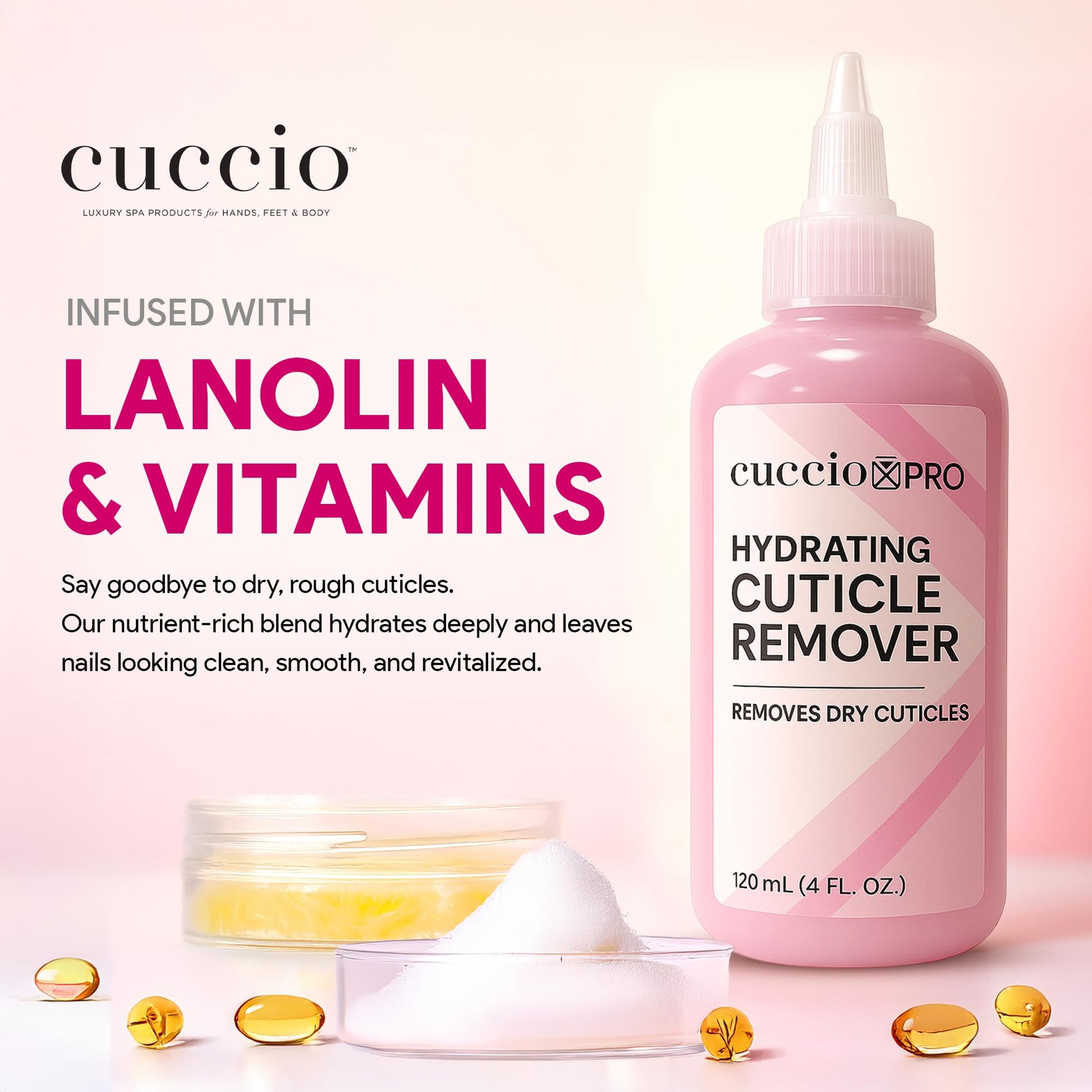 Misty Rose Cuccio Pro Hydrating Cuticle Remover 4 fl oz – Professional Fast-Acting Cuticle Softener & Remover for Dry, Rough Cuticles, Moisturizing Lanolin-Infused Formula for Healthy Nails