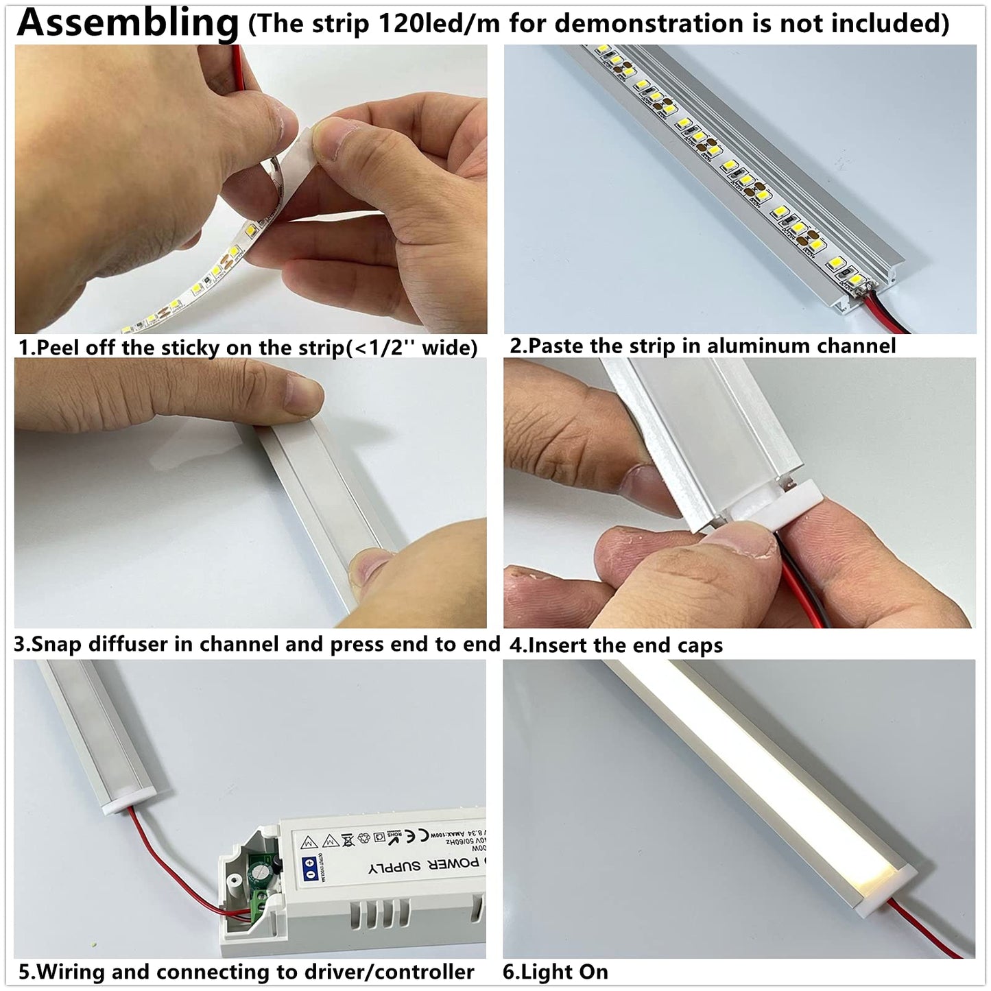 Light Gray THMOOTHER 10-Pack 3.3FT 1M Recessed LED Strip Channel Diffuser System, 25X7MM Collar Aluminum Low Profile for Standing Cabinet Floating Shelf Alcove Routed Slot Tape Light with Milky Cover and Clips