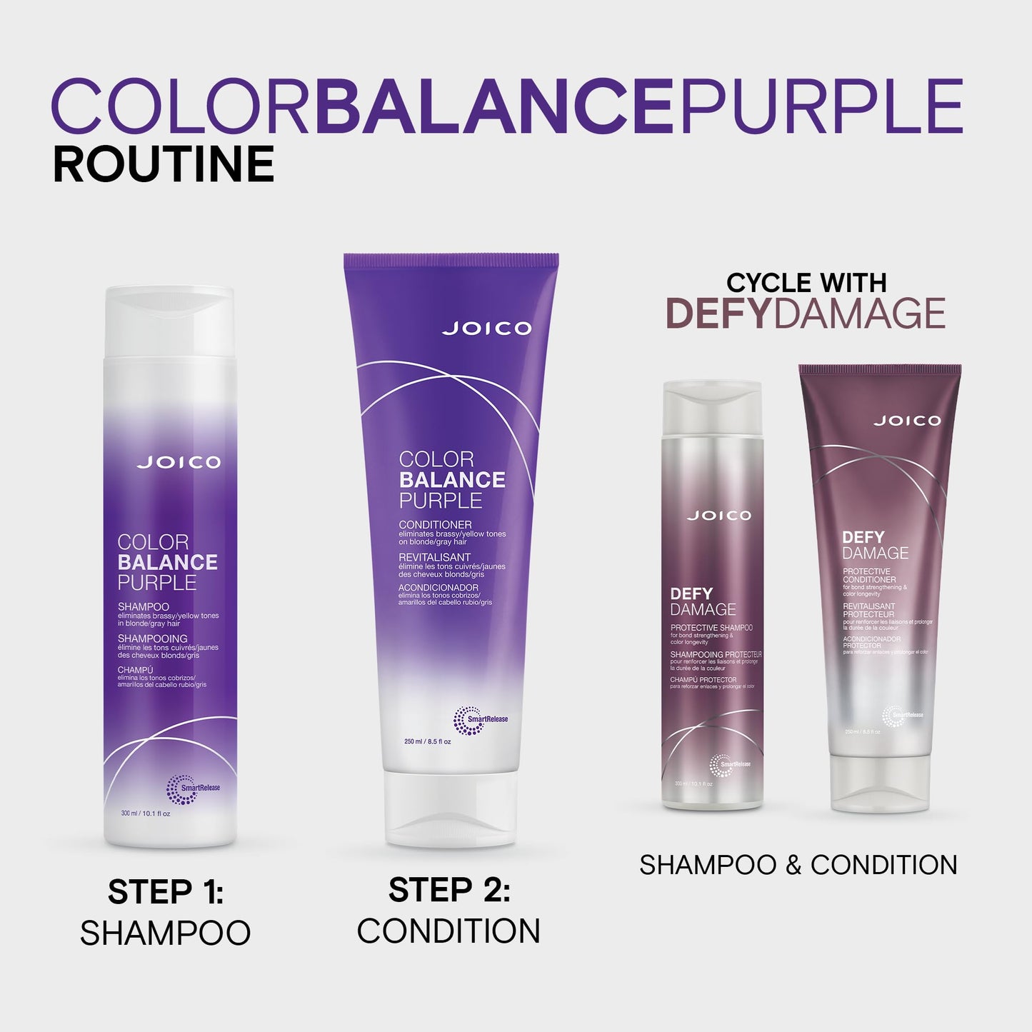 Lavender Joico Color Balance Purple Shampoo | For Cool Blonde, Gray Hair | Eliminate Brassy Yellow Tones | Boost Color Vibrancy & Shine | UV Protection | With Rosehip Oil & Green Tea Extract | 10.1 Fl Oz