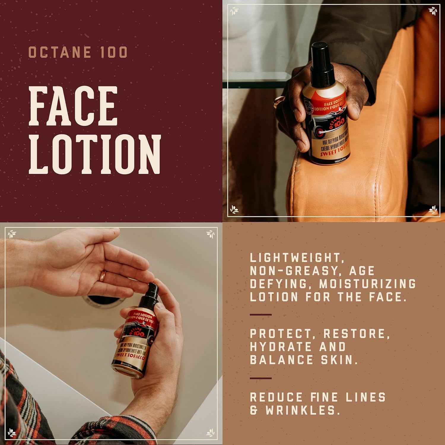 Sienna 18.21 Man Made Original Sweet Tobacco Scent 3-in-1 Body Wash and Octane 300 Face Lotion 2-Pack Bundle, All Hair & Skin Types for Men, Strengthens and Moisturizes in a Manly Aroma