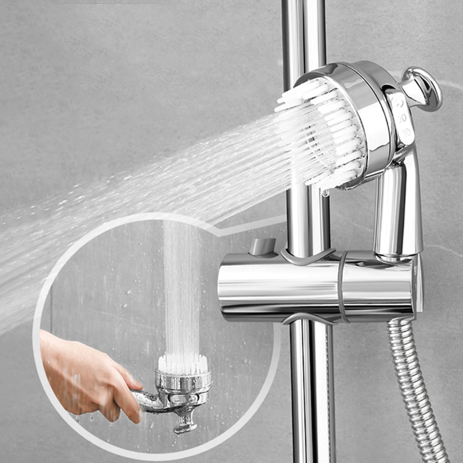 Gray Sink Faucet Sprayer Attachment,Salon Shampoo Bowl Spray Head Side Control Button Pedicure Chair Sprayer Shower Head Adjustable Handheld Shower Head Salon & Spa Chairs Sprayer Head with Meridian brush