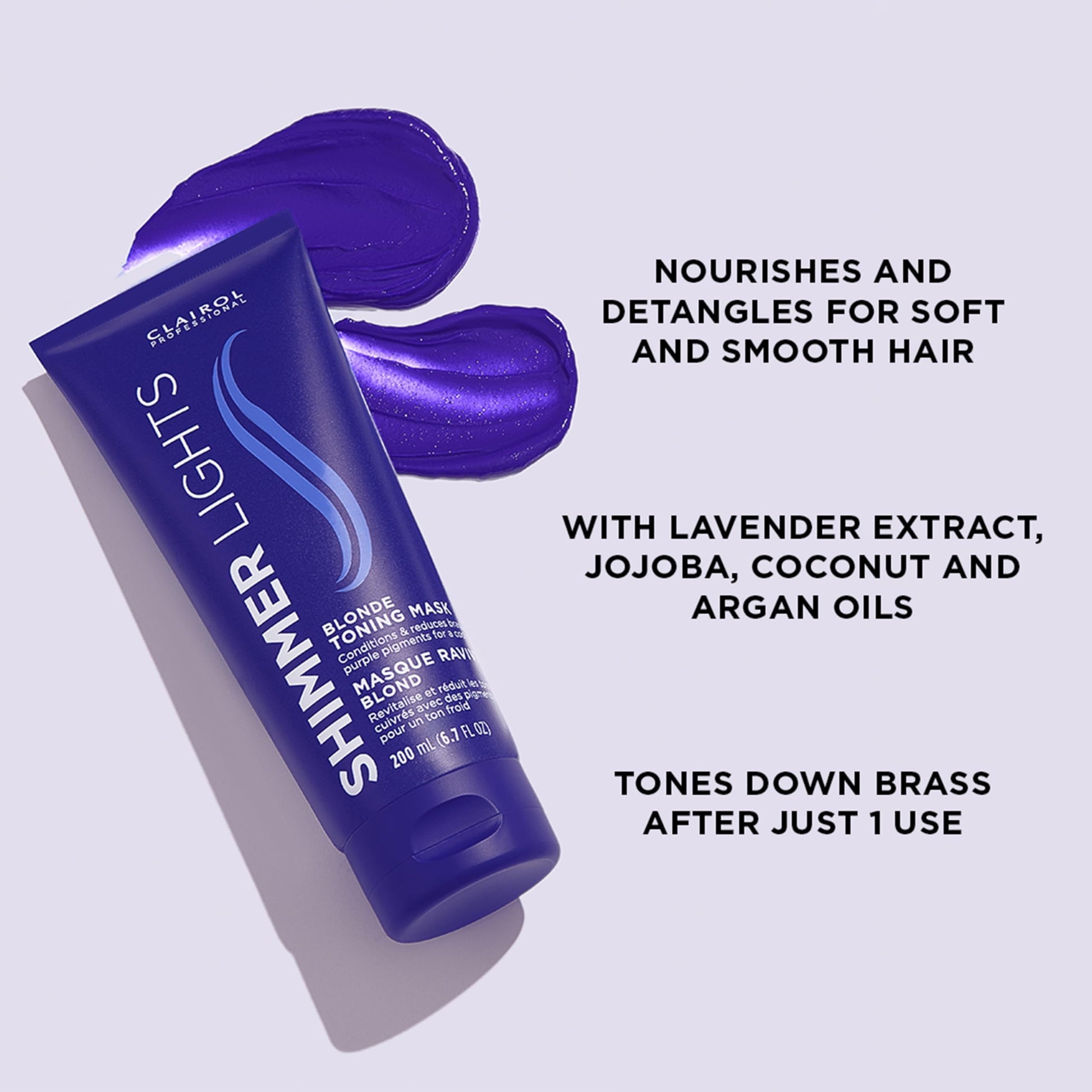 Lavender Clairol Professional Shimmer Lights Violet Toning Mask 200mL - Packaging may vary