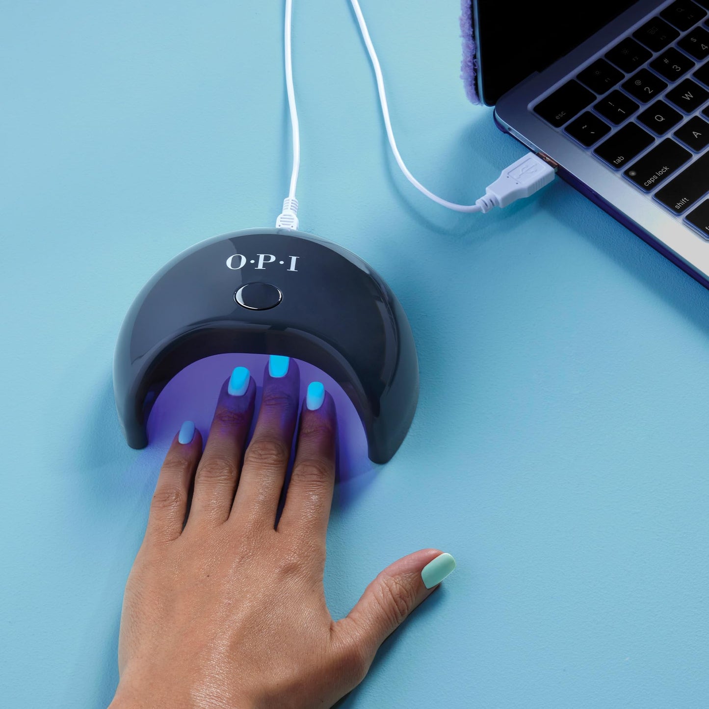 Sky Blue OPI GELement LED Curing Lamp for Gel Nail Polish | DIY Professional Salon Quality Manicure Results | 4 Finger Design & Mirrored Interior for Curing | 60 Second Timer