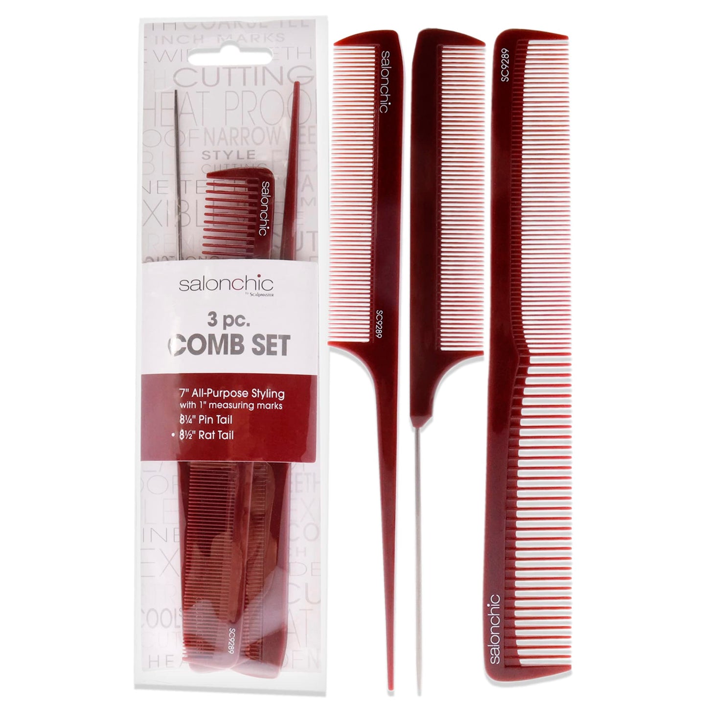 White Smoke SalonChic SalonChic Comb Set Comb Unisex 3 Pc
