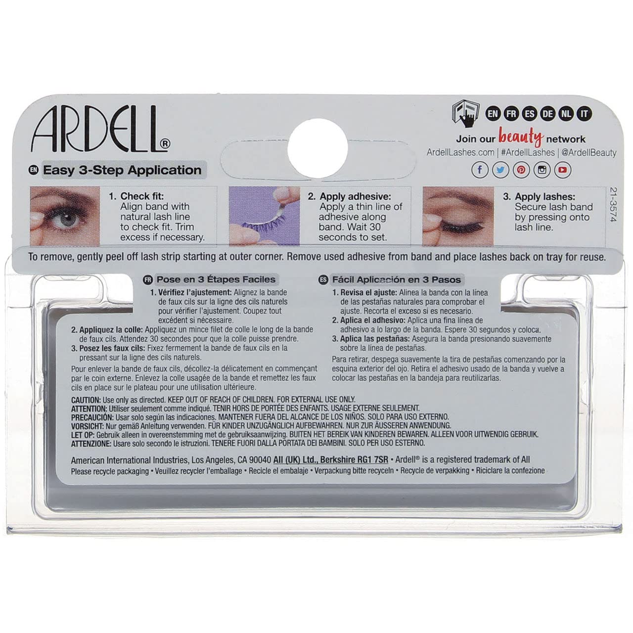 Dark Gray Ardell Fashion Lashes Natural Strip Lash, Black [120] 1 ea (Pack of 3)