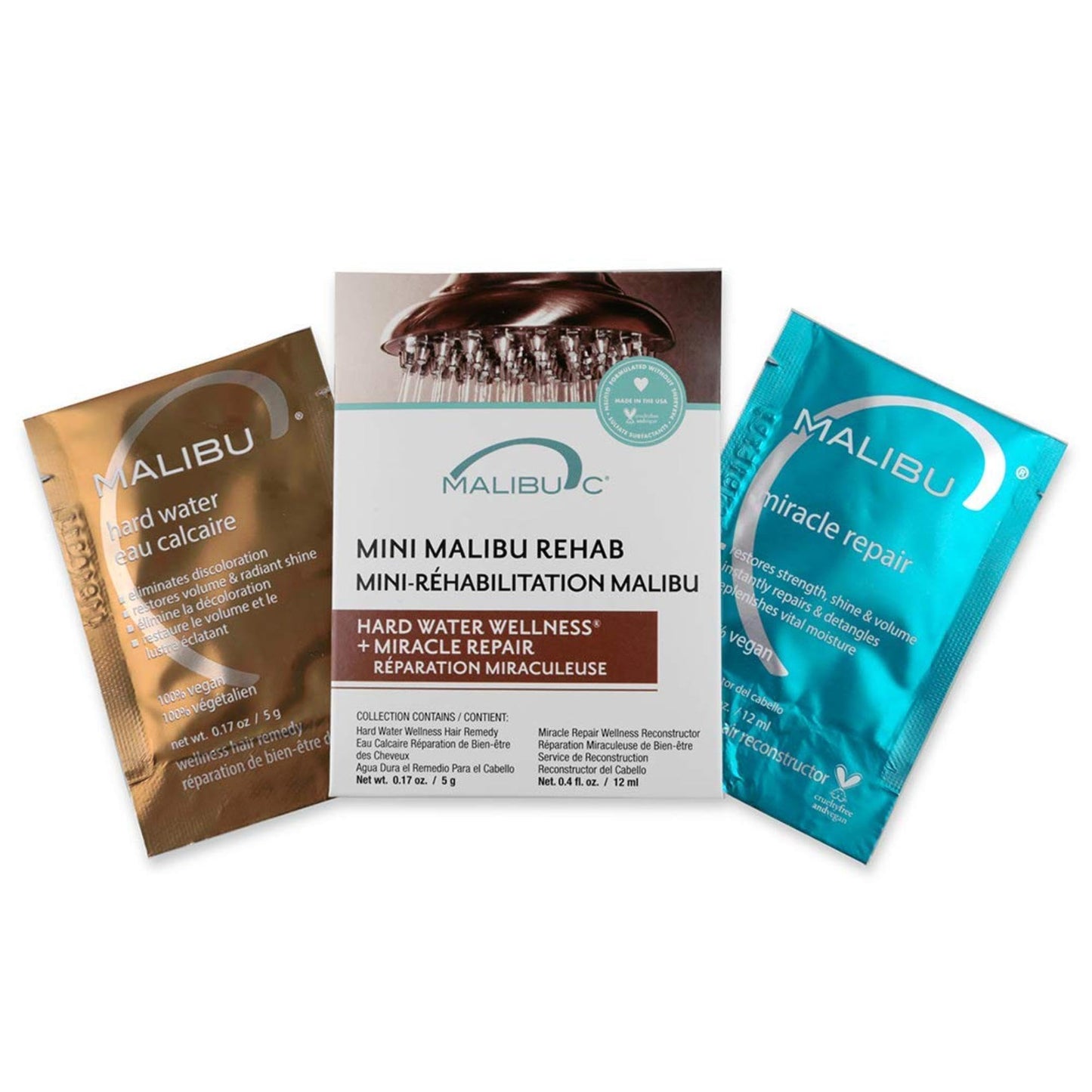 White Smoke Malibu C Mini Malibu Rehab Hard Water Wellness - Contains 2 Remedy Packets - At-Home Hair Reconstructor and Mineral Removal Remedy - Sulfate Free Hair Care