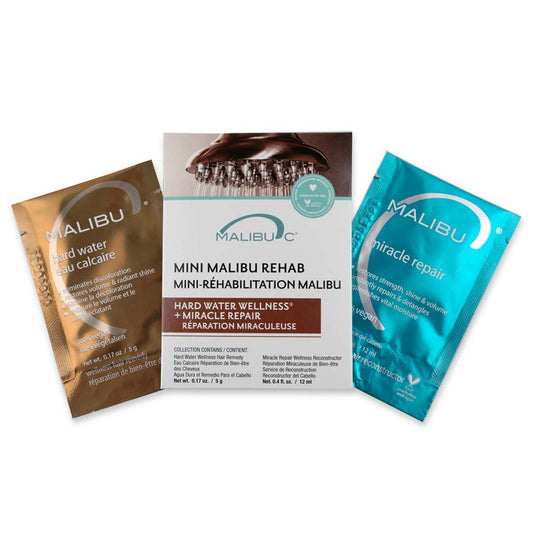 White Smoke Malibu C Mini Malibu Rehab Hard Water Wellness - Contains 2 Remedy Packets - At-Home Hair Reconstructor and Mineral Removal Remedy - Sulfate Free Hair Care