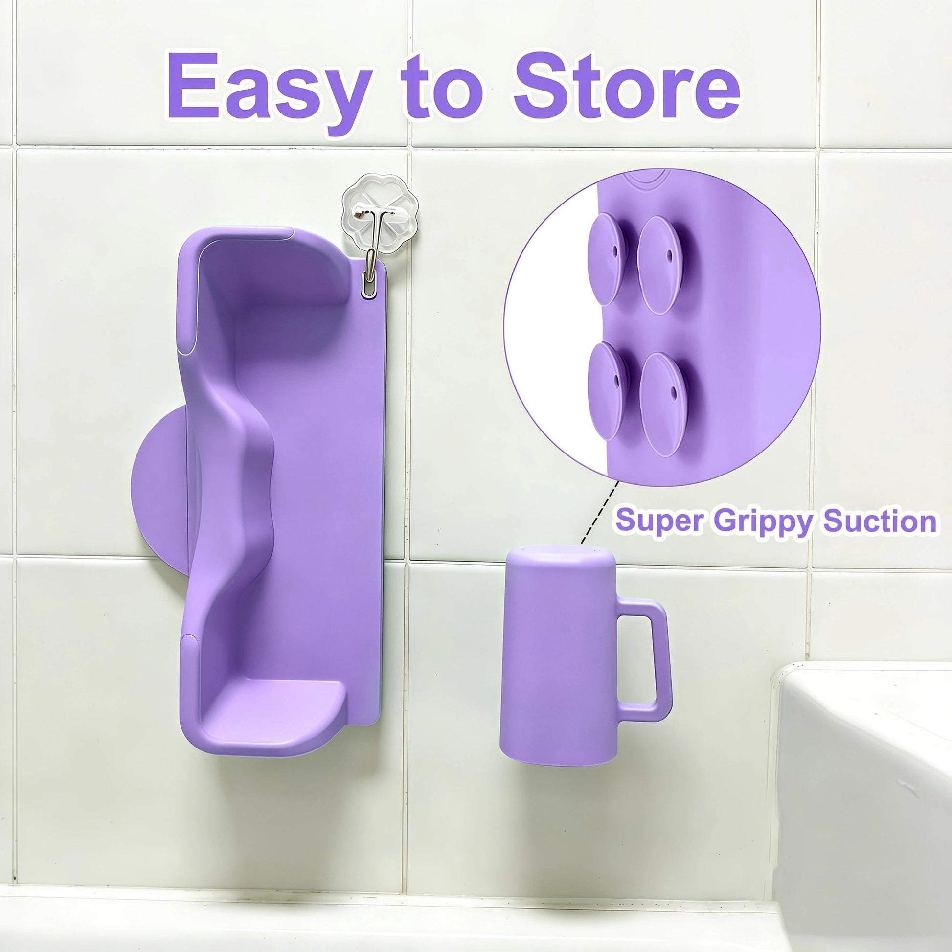 Lavender nestery Hair Washing Station for Kids, Silicone Portable Shampoo Bowl and Elderly with Rinse Cup & Scalp Massager, Hair Washing Basin for Sink or Bathtub at Home with Neck Support Purple