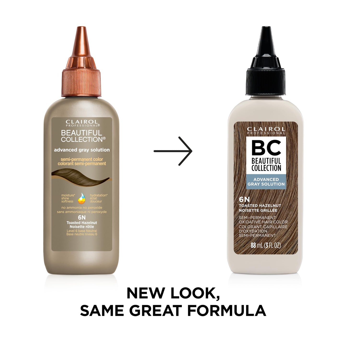 White Smoke Clairol Professional Beautiful Collection Advanced Gray Solutions, 6N Toasted Hazelnut, 3 oz. - Packaging May Vary