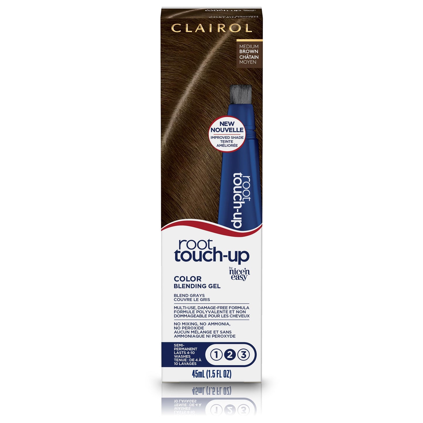 White Smoke Clairol Root Touch-Up Semi-Permanent Hair Color Blending Gel, 5 Medium Brown, Pack of 1