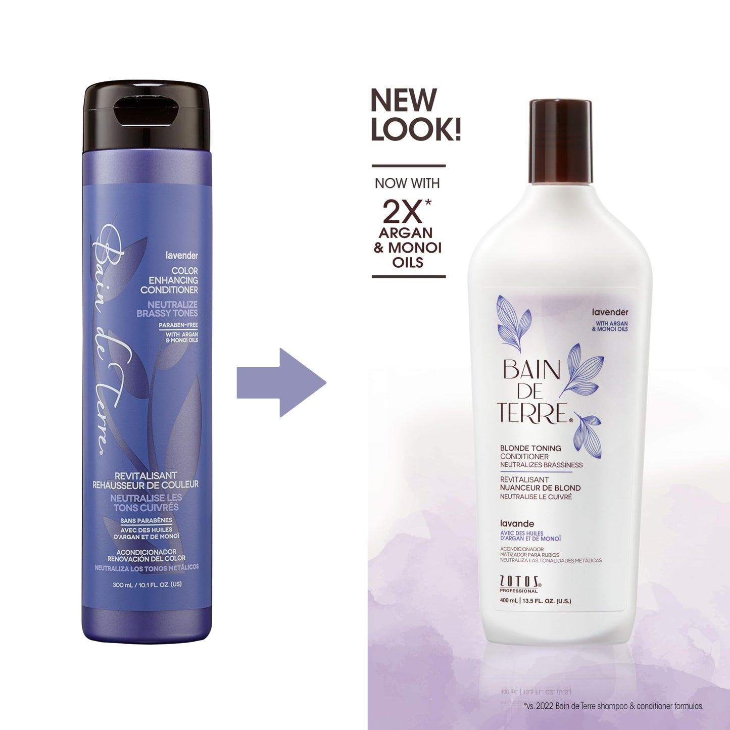 White Smoke Bain de Terre Lavender Blonde Toning Conditioner, Neutralize Brassy Tones for Cool Blonde, Highlighted or Gray Hair, with Argan & Monoi Oils, Paraben-Free, Vegan,13.5 Fl Oz