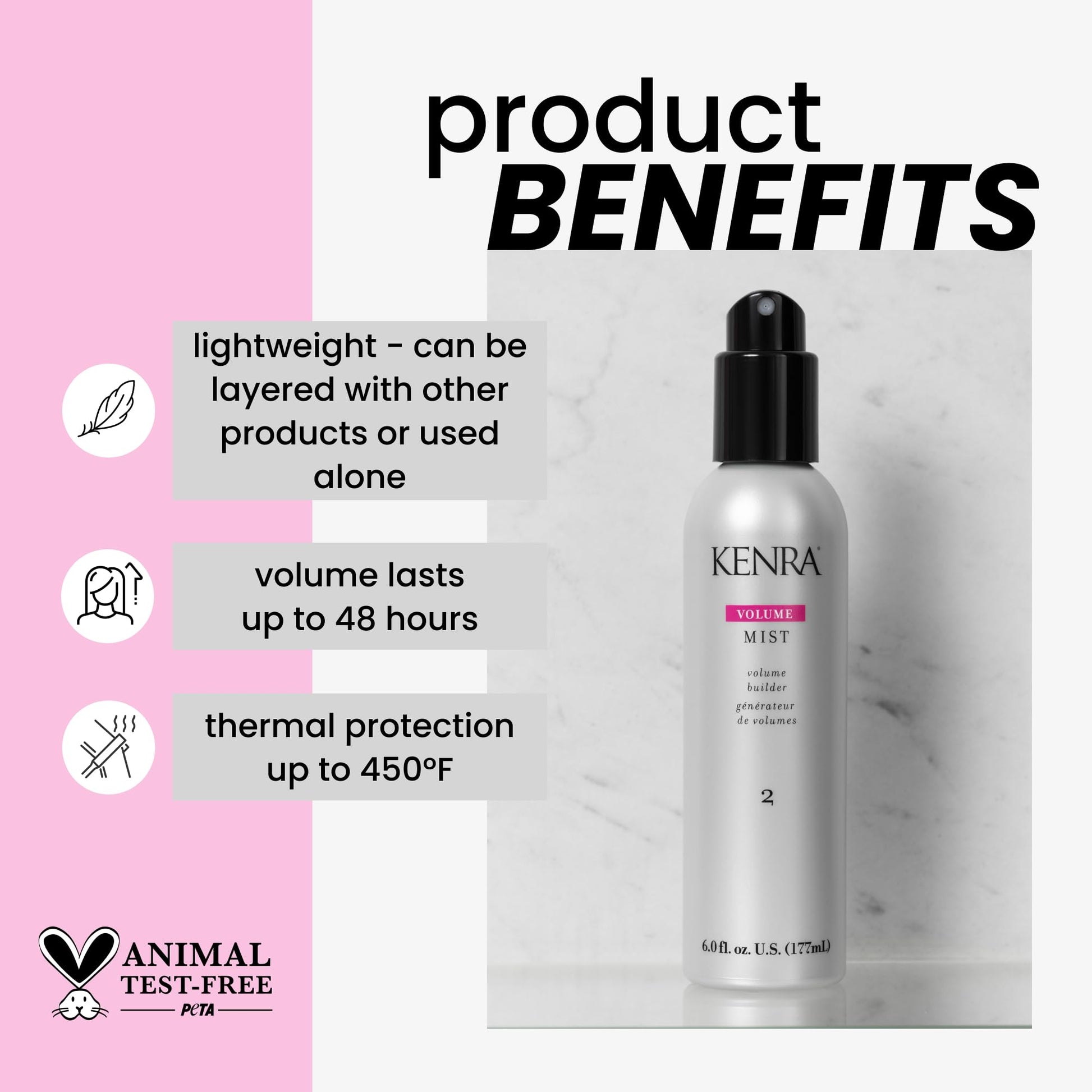 White Smoke Kenra Professional Volume Mist 2 | Volume Builder | Lightweight, Fine Mist | Low Hold, Flexible Finish | Thermal Protection | Volume That Lasts Up To 48 hours | All Hair Types | 6 fl. oz.