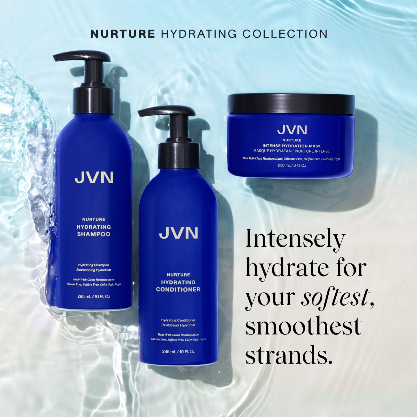 Light Gray JVN Nurture Hydrating Conditioner, 10 Fl Oz, Detangles & Softens Hair, Moisture and Deeply Nourishing Conditioner, Color Safe Hair Care for Women and Men, Non-Toxic, Silicone and Paraben Free