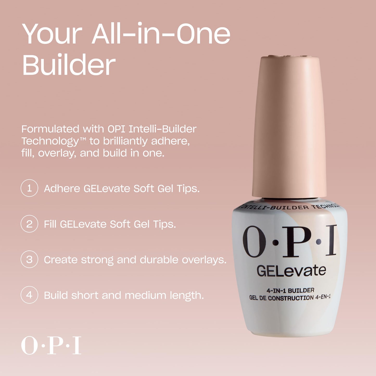 Tan OPI GELevate 4-in-1 Nail Builder Gel | OPI’m Flawless, Clear Color | UV Cure Gel Builder Nail Polish | Vegan | 15 ML