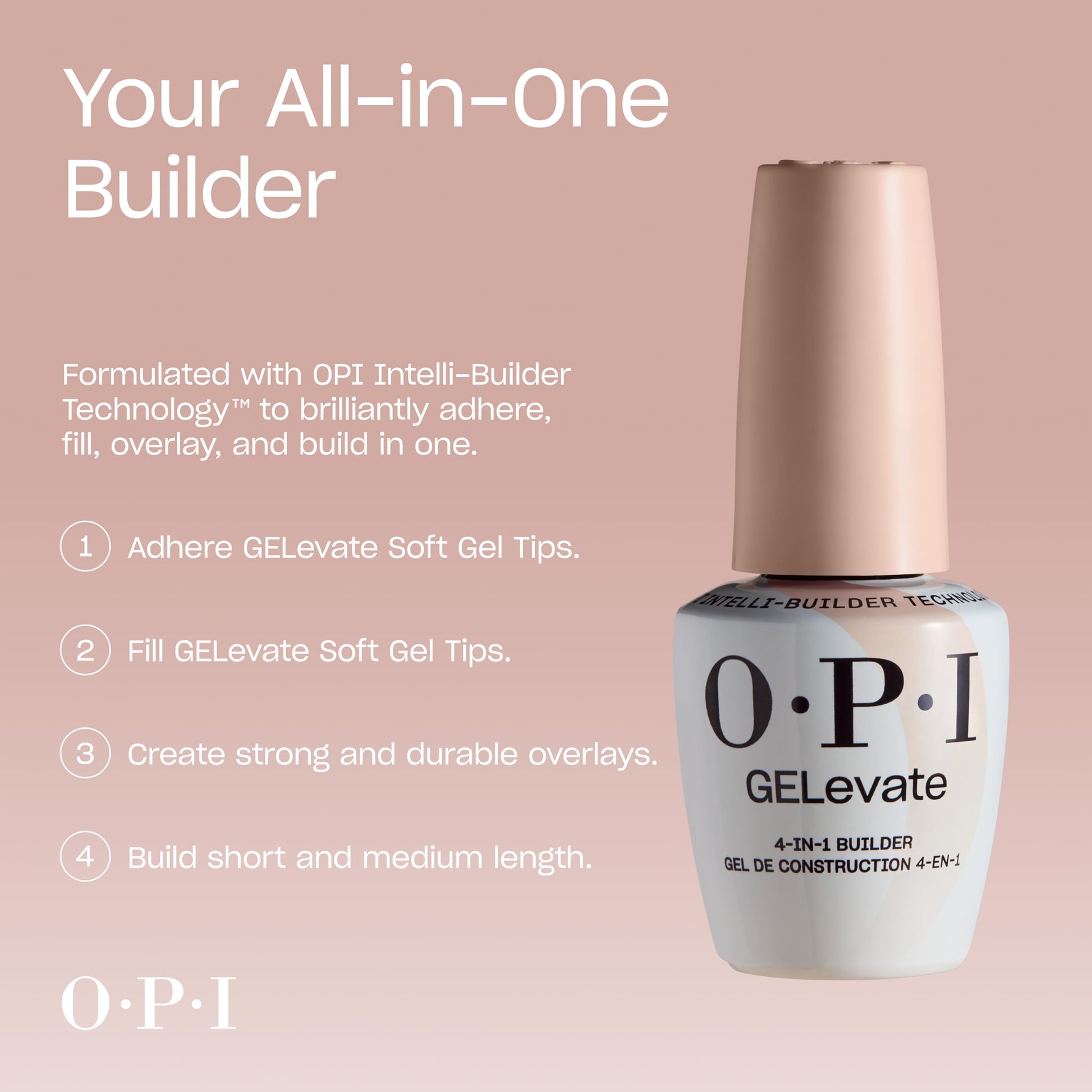 Tan OPI GELevate 4-in-1 Nail Builder Gel | OPI’m Flawless, Clear Color | UV Cure Gel Builder Nail Polish | Vegan | 15 ML