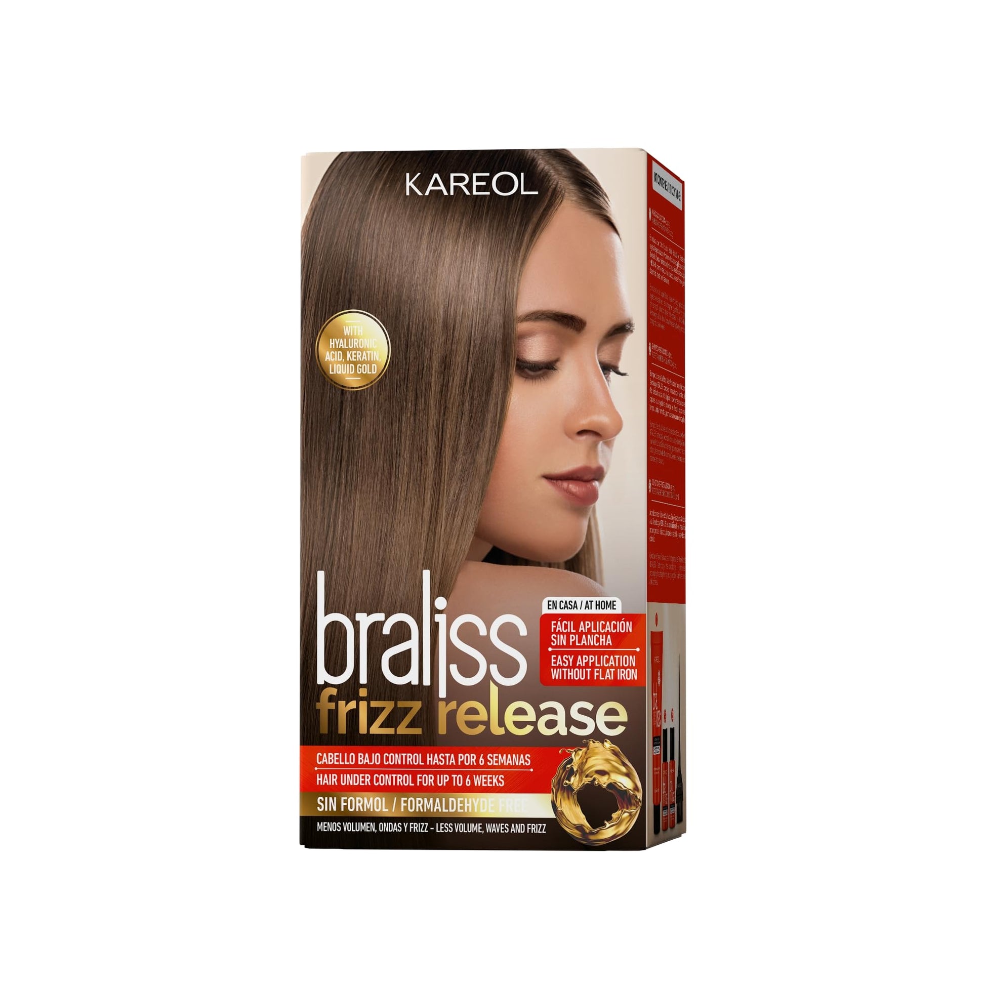 Dark Olive Green Kareol Braliss Frizz Release Hair Straightening Kit, No Flat Iron Required, Formaldehyde-Free, With Liquid Gold & Keratin, 6 Weeks Results