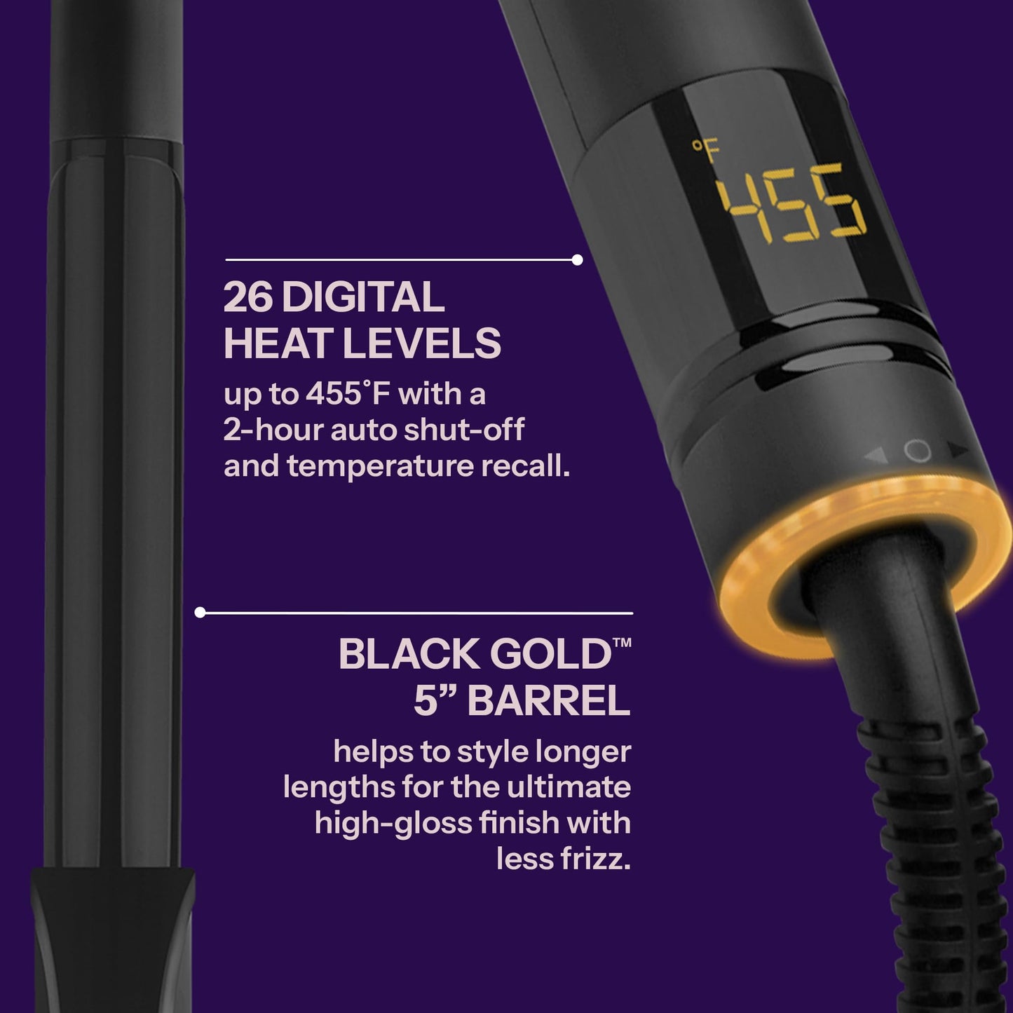 Midnight Blue HOT TOOLS Pro Artist Black Gold 1 Inch Curling Iron - Stylist Preferred Curling Wand, Creates Defined Waves and Long-Lasting Results for Smooth & Shiny Styles
