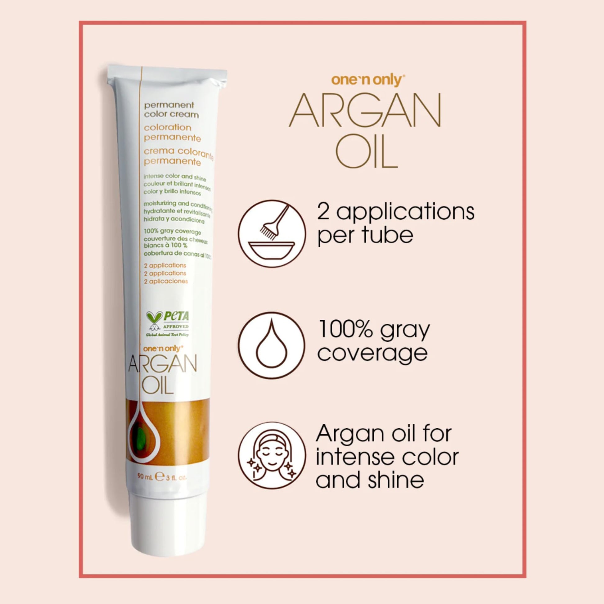 Antique White One N' Only Permanent Hair Color - Permanent Hair Dye Made with Argan Oil - Delivers Rich, Accurate Tones with Gray Coverage - Improves Moisture & Elasticity - 5NN Rich Natural Light Brown (3 oz)