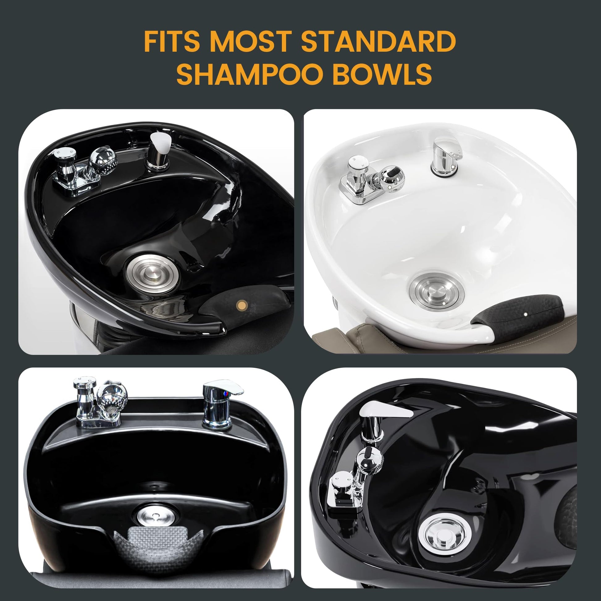 Black Salon Shampoo Bowl Faucet Vacuum Breaker Kit Spa Beauty Salon Shampoo Bowl Sink Hair Salon Bath Accessories Bathroom Hot Cold Faucet Spray Hose Replacement Set for Backwash Barber Chair