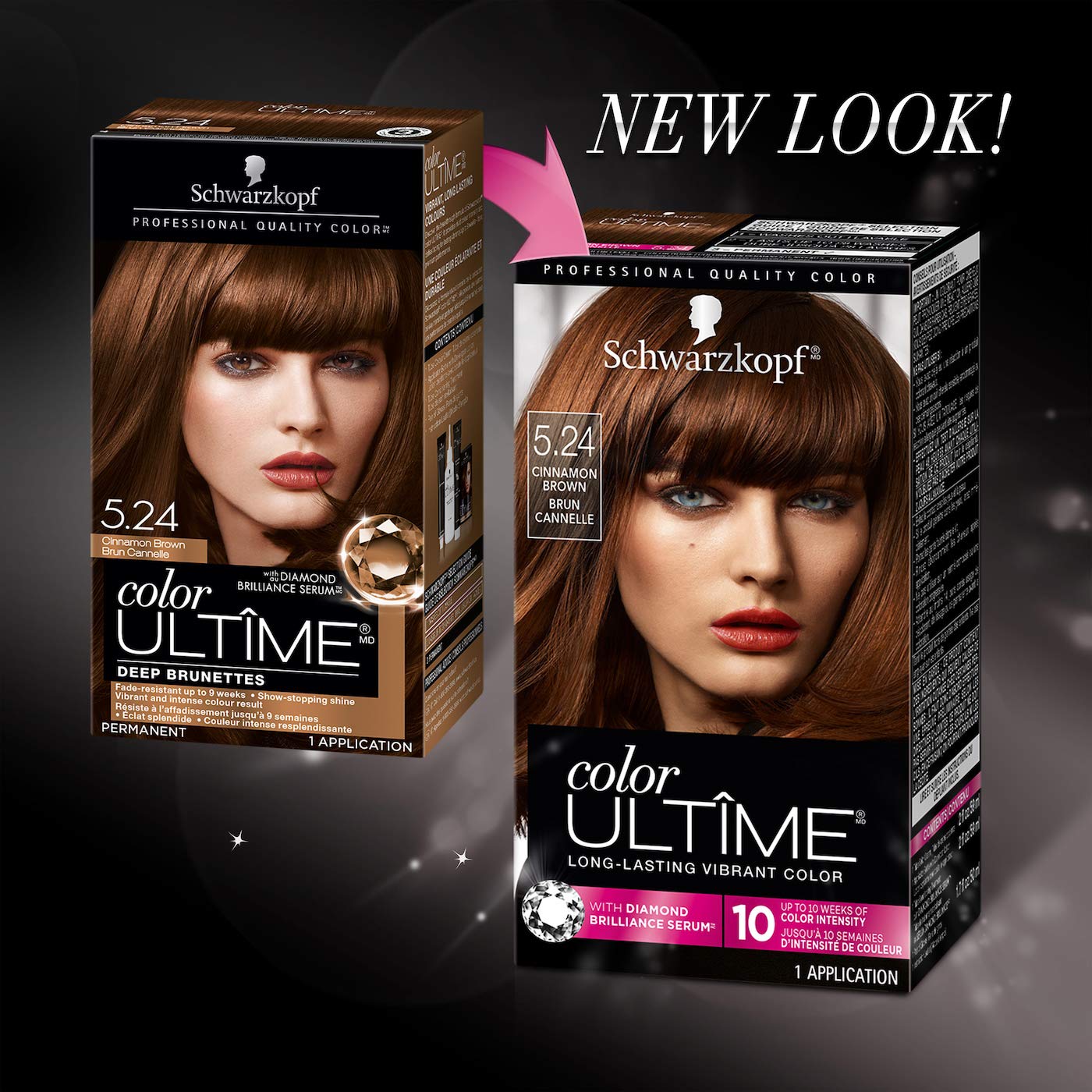 Black Schwarzkopf Color Ultime Permanent Hair Color Cream, 5.24 Cinnamon Brown