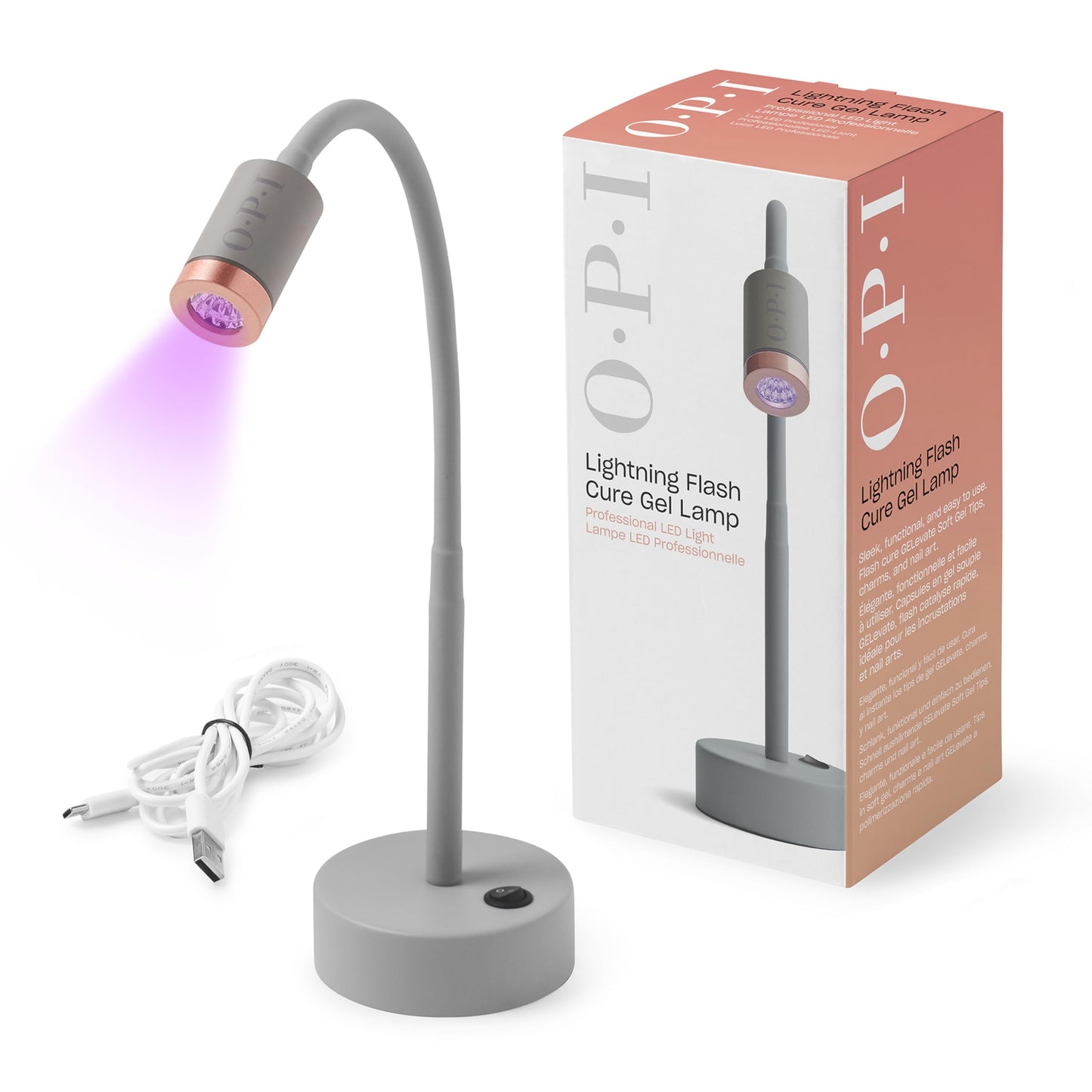 White Smoke OPI Cordless Lightening Flash Cure Gel Lamp | Touch LED Light | Lightweight, Portable, & 360° Movement