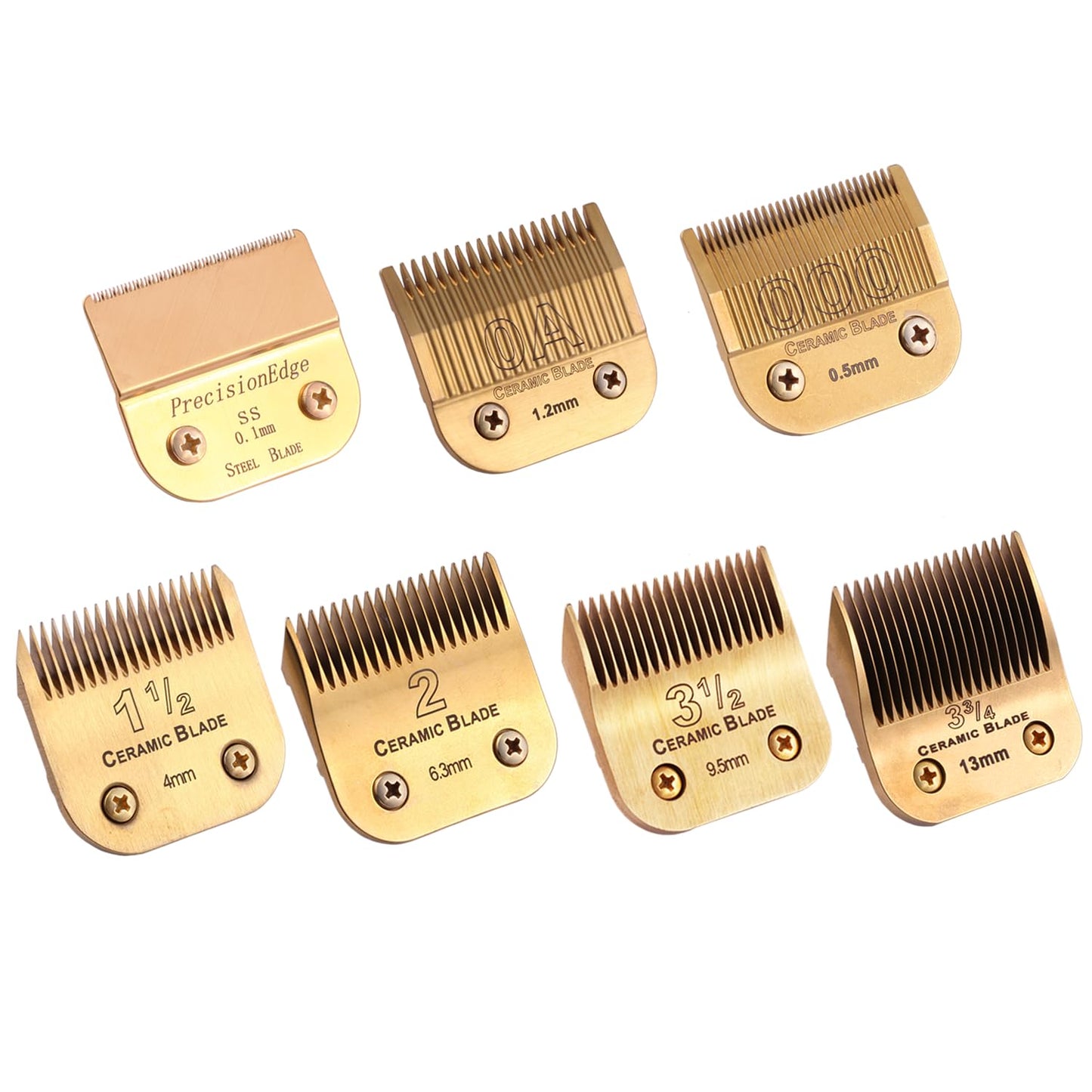 White Smoke Professional Detachable Replacement Blades Set,Cut Length,Compatible with Andis AGC,BDC,BGC,MBG Series/Oster Classic 76/Star-Teq/Power-Teq/A5 Clipper (7PACK) Golden