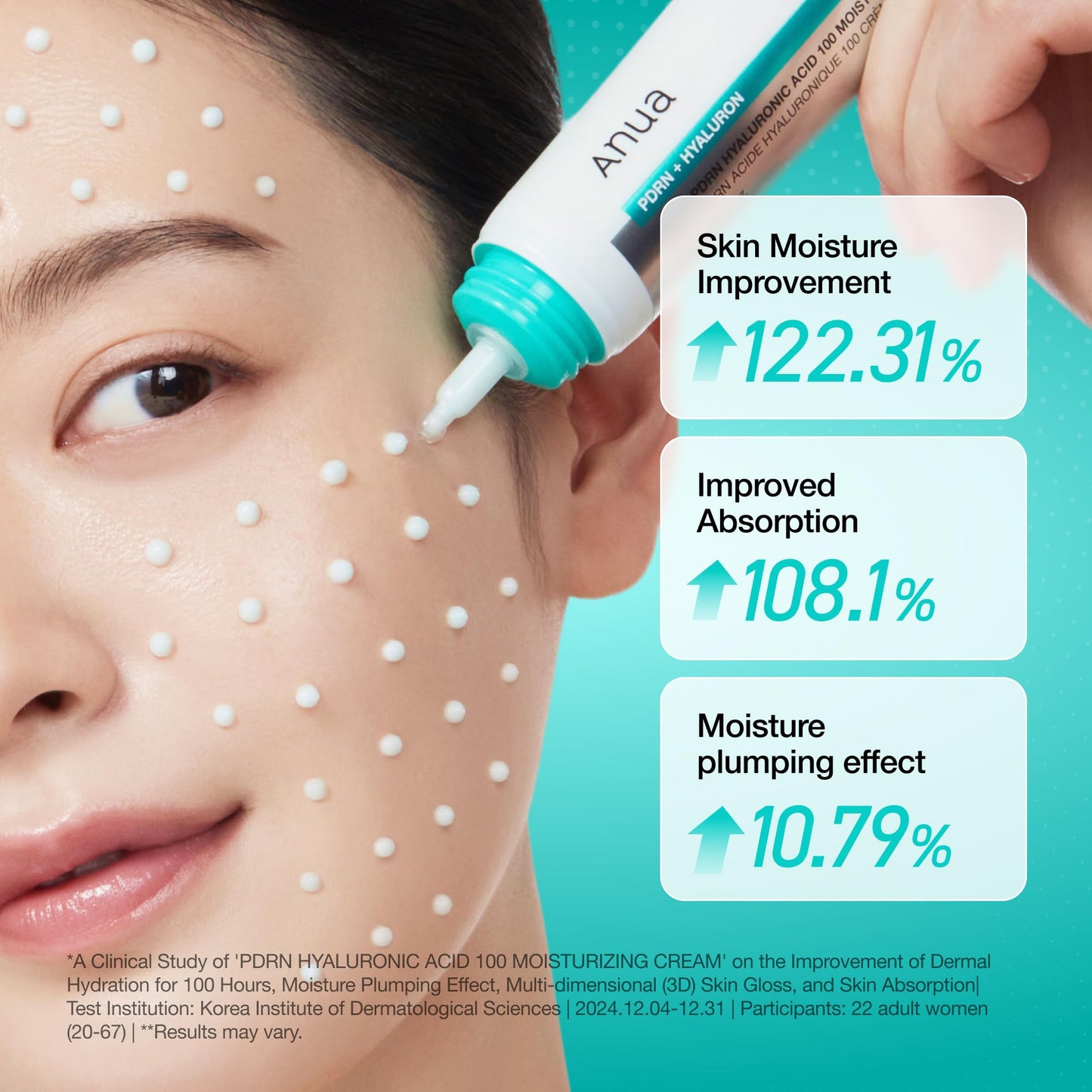 Wheat Anua PDRN Hyaluronic Acid 100 Moisturizing Cream, Lightweight, Non-Greasy Hydrating Face Moisturizer with Salmon DNA for Glass Skin, Korean Skincare (2.02 fl oz)