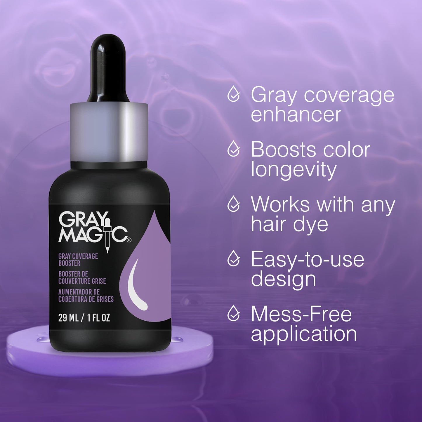 Dark Slate Blue Ardell Gray Magic Color Additive for Hair Dye - Anti-Fade Gray Hair Coverage Booster Drops, Long-Lasting Hair Color Enhancer, 1 oz