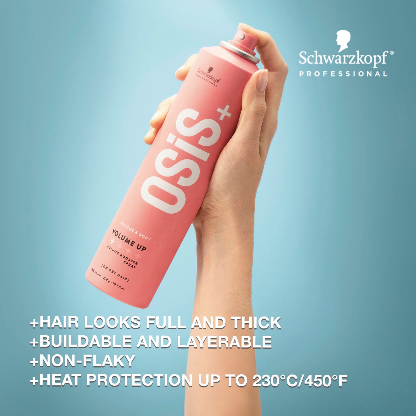 Cadet Blue OSiS+ Volume Up Volumizing Texturizing Booster Spray, 8.9 oz – Lightweight Flexible Textured Volume with Natural Movement – Heat Protection and Vegan Formula