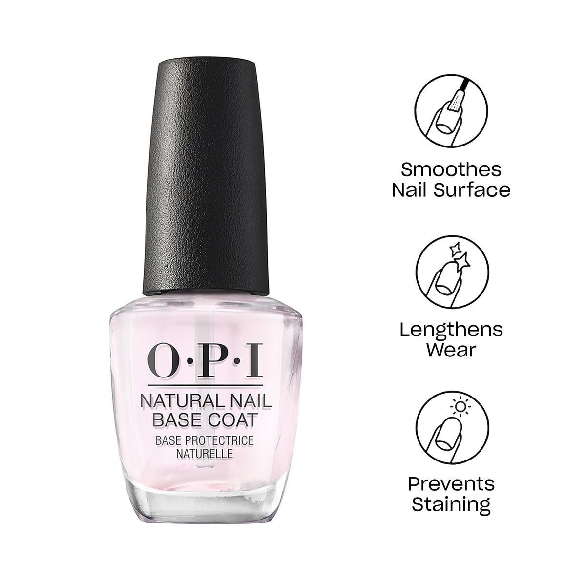 White Smoke Bundle of OPI Nail Lacquer, Bubble Bath, Nude Nail Polish, 0.5 Fl Oz + OPI Natural Nail Base Coat, Nail Polish Base Coat, 0.5 fl oz