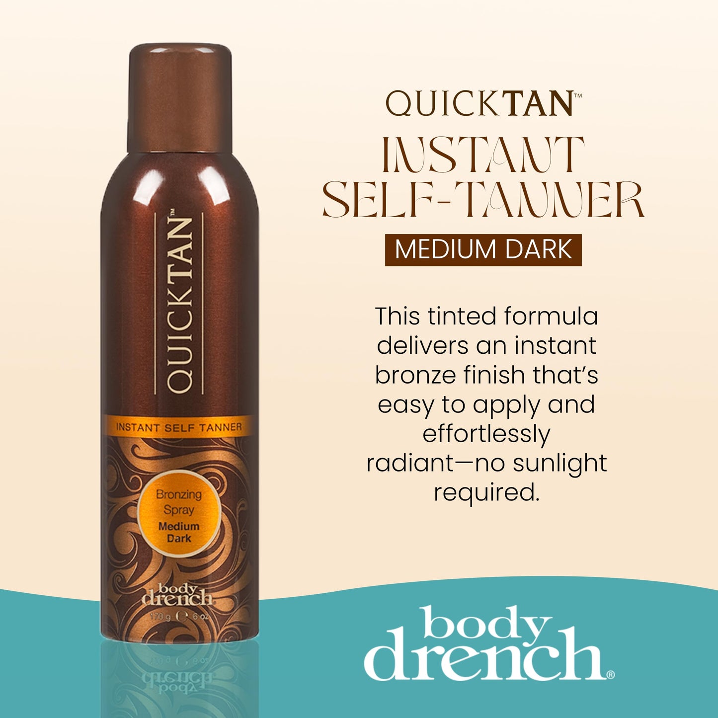 Antique White Body Drench QuickTan Instant Self Tanner Bronzing Spray, Salon-Quality Medium/Dark Tan, Streak-Free, Tinted Formula, 6 oz, 1-pack