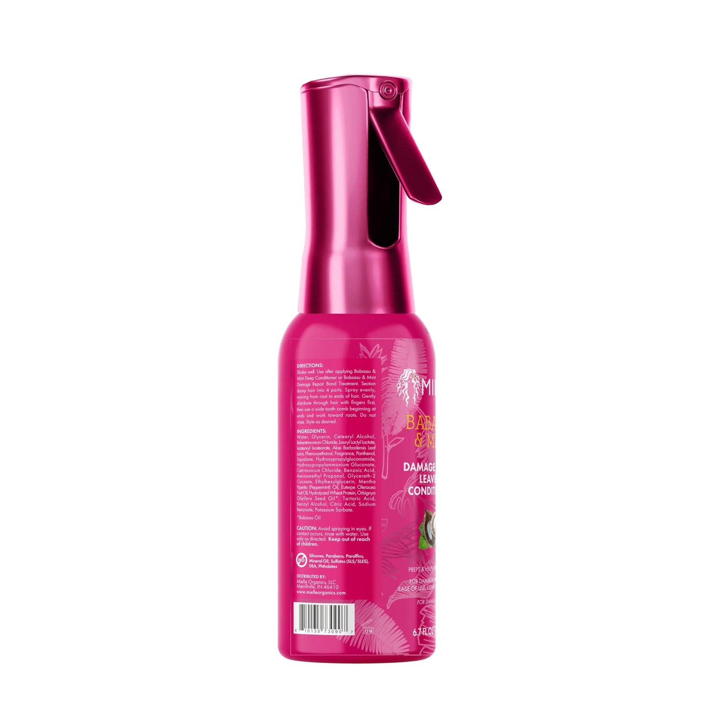 White Smoke Mielle Organics Babassu & Mint Damage Repair Leave-In Conditioner for Damage Free Styling, 6.7 Ounce
