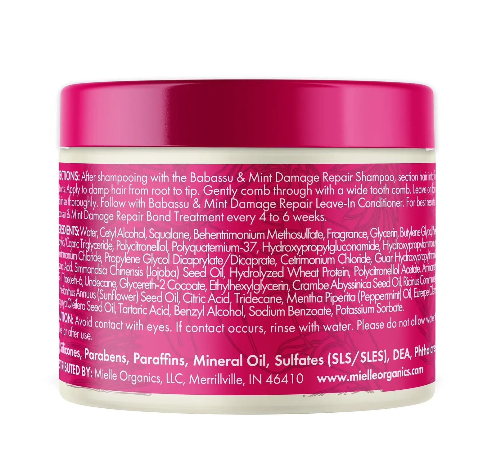 Pale Violet Red Mielle Organics Babassu & Mint Damage Repair Bond Treatment for Chemical and Heat Damaged Hair, 5.5 Ounce