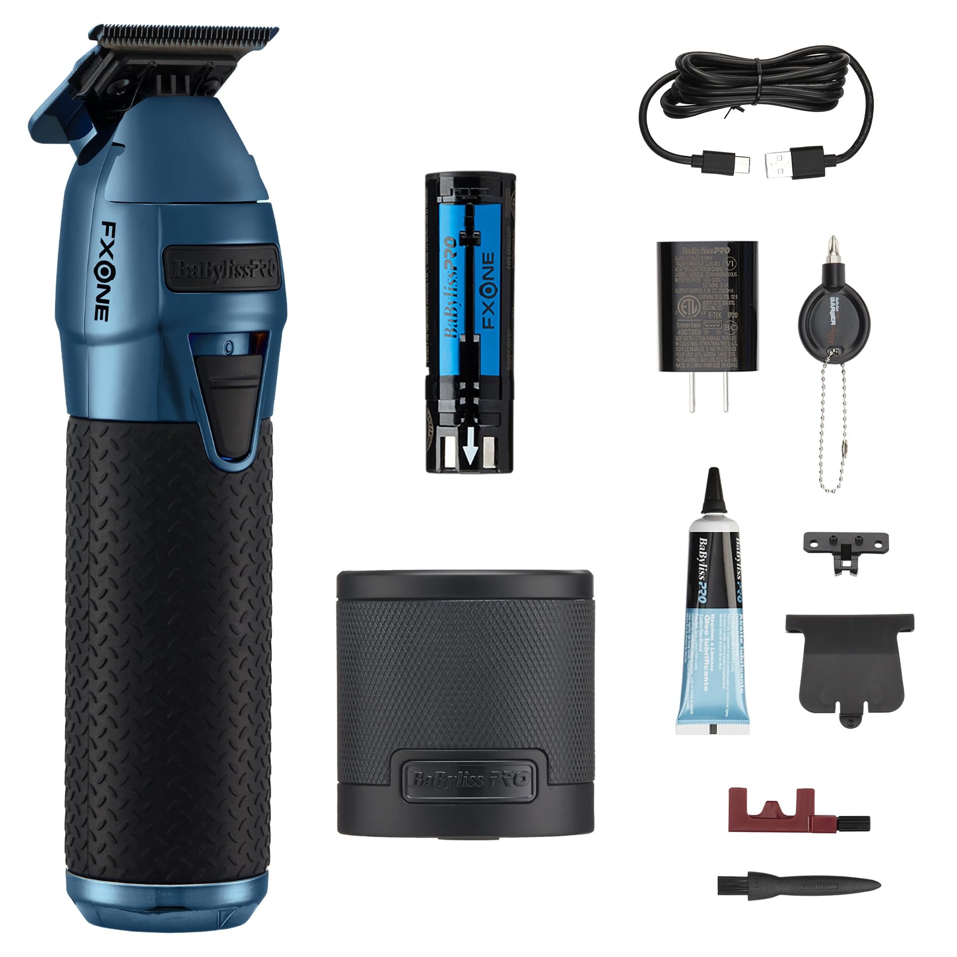 White Smoke BaBylissPRO FXONE Hair Trimmer with Interchangeable Battery, Electric Trimmer for Men, Titanium T-Blade for All Hair, Up to 3-Hour Runtime