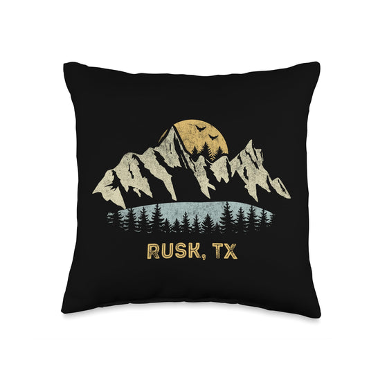Black Rusk Texas Mountain Sunset Sunrise TX Throw Pillow