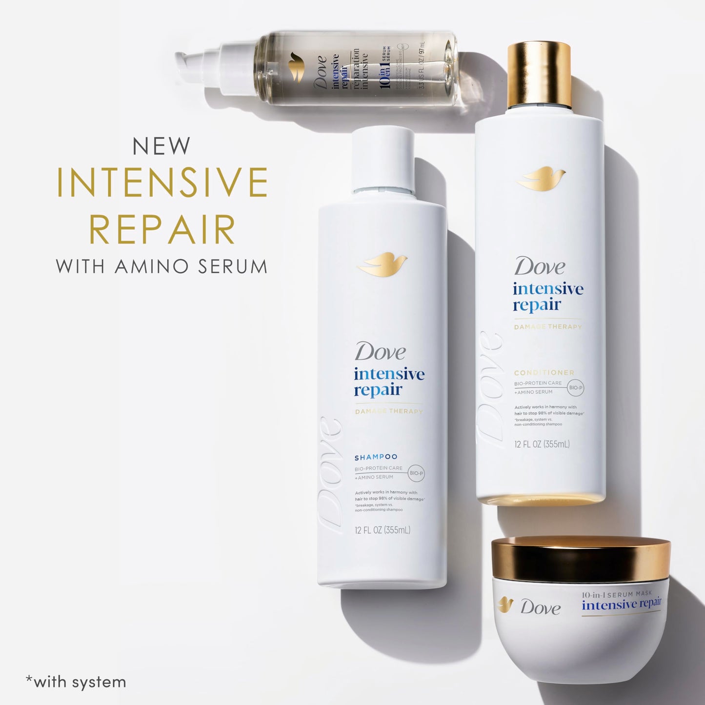 White Smoke Dove Intensive Repair Amino Serum for Damaged Hair with Bio-Protein Care Technology 3.3 oz