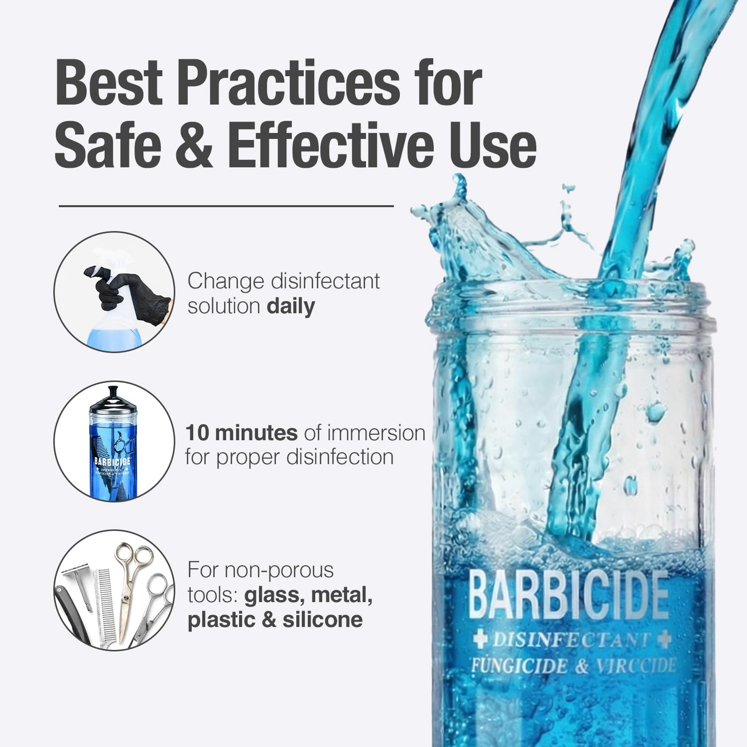 White Smoke BARBICIDE Half Gallon Disinfectant Concentrate – 2 Pack | EPA-Registered, Hospital-Grade Germicide for Salons & Barbershops | Anti-Rust Solution for Shears, Combs & Professional Tools