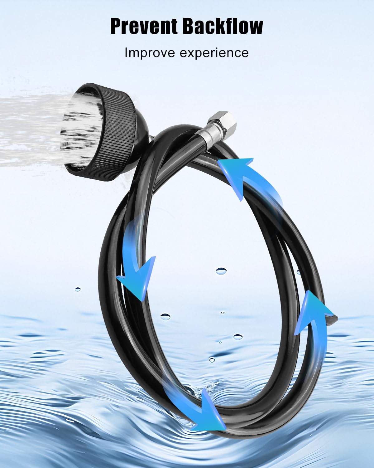 Alice Blue 2 Pack Salon Shampoo Bowl Sprayer Head 1/4 Thread with Black Rubber Hose to Attach Shampoo Bowl Faucet Vacuum Breaker, Sink Replacement Part for Salon, Barber Shop, Spa