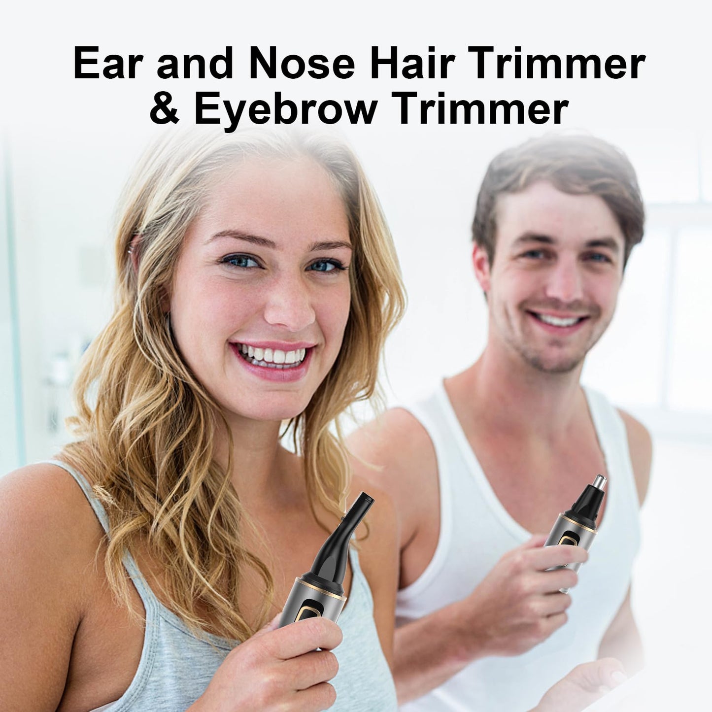 White Smoke XOOMRSCP Nose Hair Trimmers for Men，Rechargeable Hair Trimmer 2 in 1 Painless Multifunctional Ear and Nose Hair Trimmer with IPX7 Waterproof Dual Edge Blades (Grey)