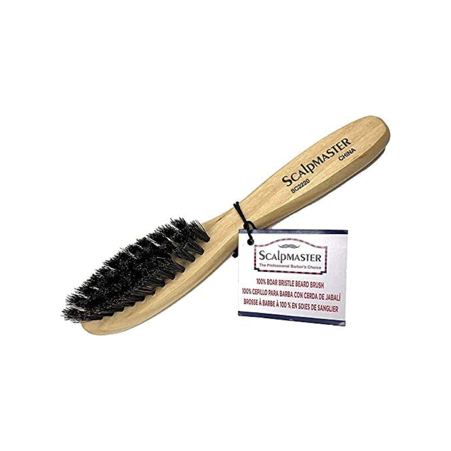 White Smoke Burmax Scalpmaster 100% Boar Bristle Beard Brush 4 Row - SC2220