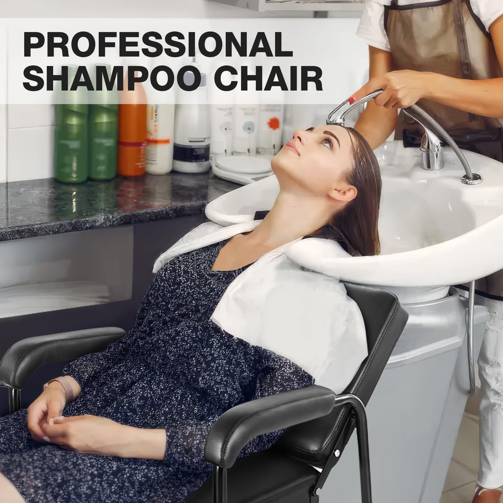 Lavender WINEDYOUNG Shampoo Chairs Reclining Shampoo Chairs for Salon Barber Chair Hair Stylist Chair Auto Recline Salon Chair Spa Beauty Equipment for Hair Stylists, Tattoo Artists, Cosmetologists
