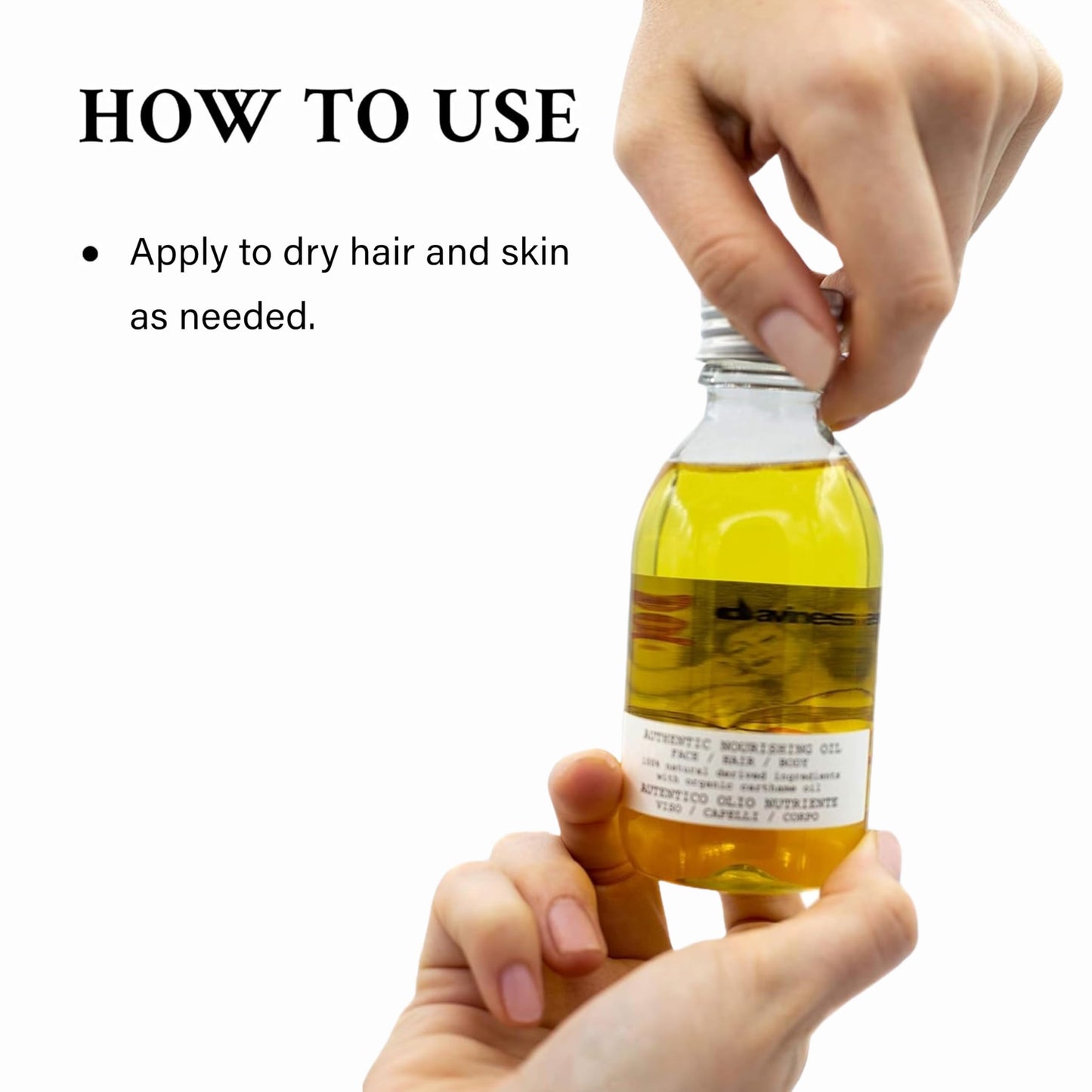 White Smoke Davines Authentic Nourishing Oil, Multi-Functional Oil for Face, Hair & Body - 100% Natural Organic Safflower Formula - Hydrates, Softens & Adds Shine, 4.73 Fl Oz