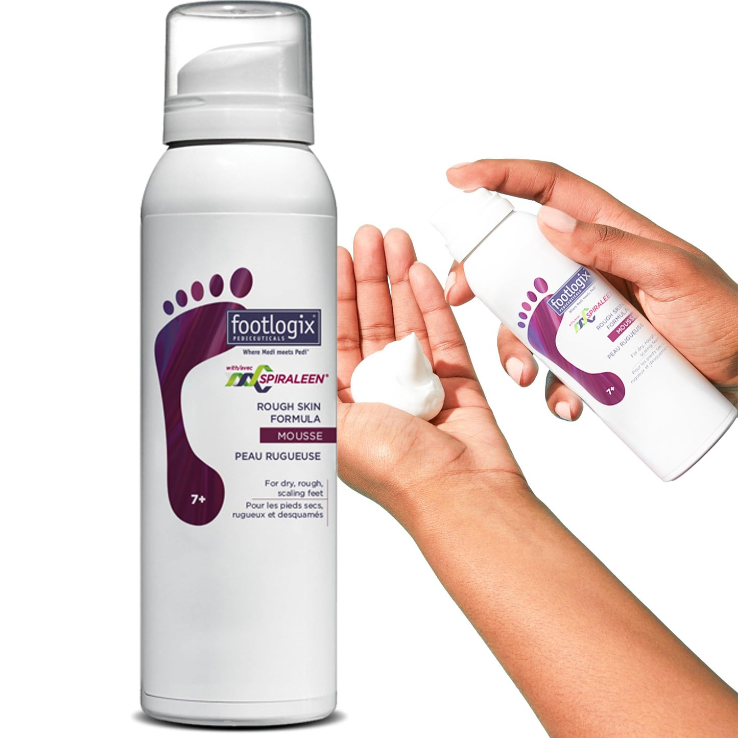 White Smoke Footlogix Rough Skin Formula with Spiraleen - Mousse for Dry Cracked Heels and Feet, Foot Care for Men and Women, Dry Cracked Feet Treatment, 4.23oz