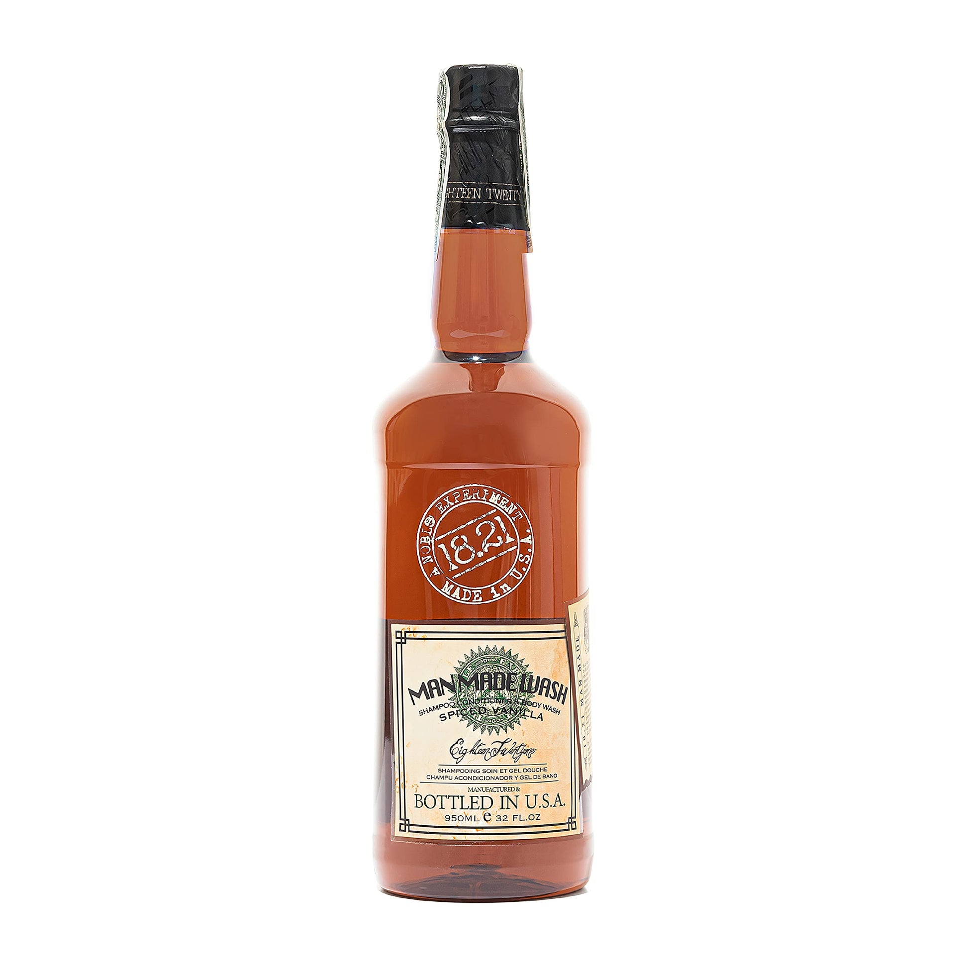White Smoke 18.21 Man Made Original Spiced Vanilla 3-in-1 Body Wash, Shampoo, & Conditioner for Men, All Hair & Skin Types, Strengthens and Moisturizes in a Manly Aroma, 32oz