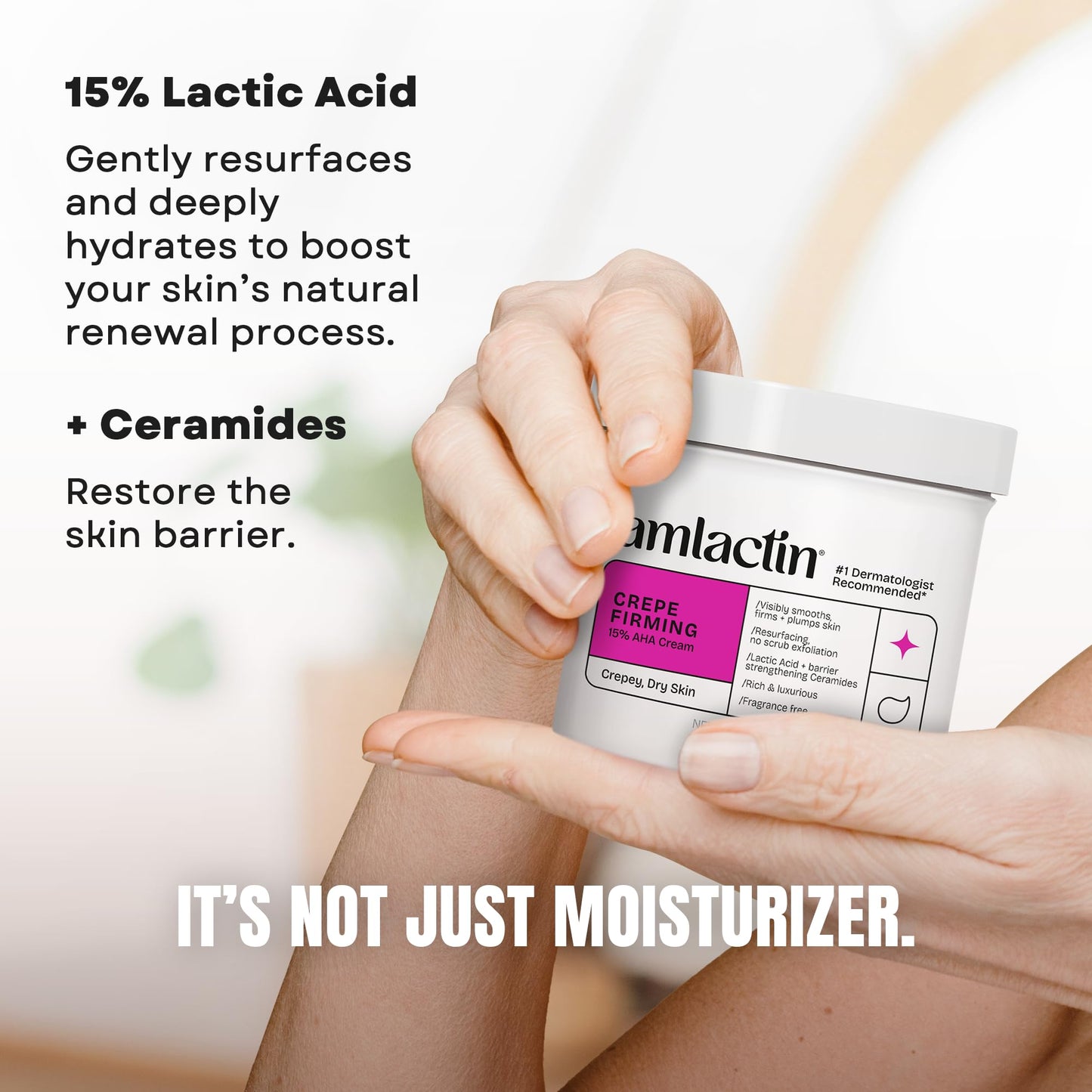 White Smoke AmLactin Crepe Firming Cream - Therapeutic Skin Tightening Cream for Body – No-Scrub Exfoliator and Moisturizer, Skin Care with 15% Lactic Acid AHA, 12 oz (Packaging May Vary)