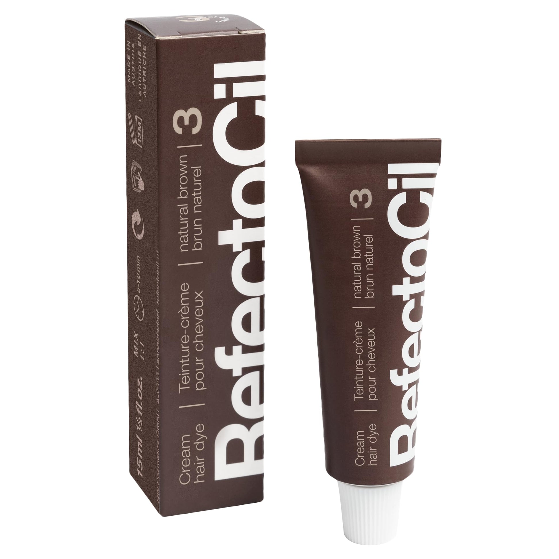 White Smoke RefectoCil Cream Hair Dye 2-Pack – Professional Hair Tint for Long-Lasting Color – Natural Brown (#3) + Light Brown (#3.1)