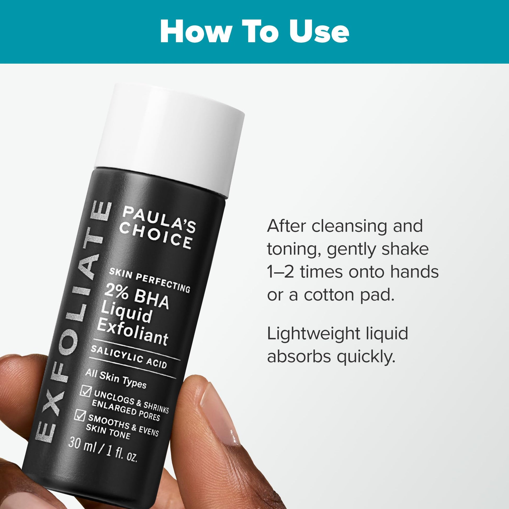 Lavender Paula's Choice SKIN PERFECTING 2% BHA Liquid Exfoliant, Salicylic Acid Facial Exfoliator for Enlarged Pores, Travel Size 1oz & Skin Balancing Pore Reducing Face Toner with Niacinamide, 1oz