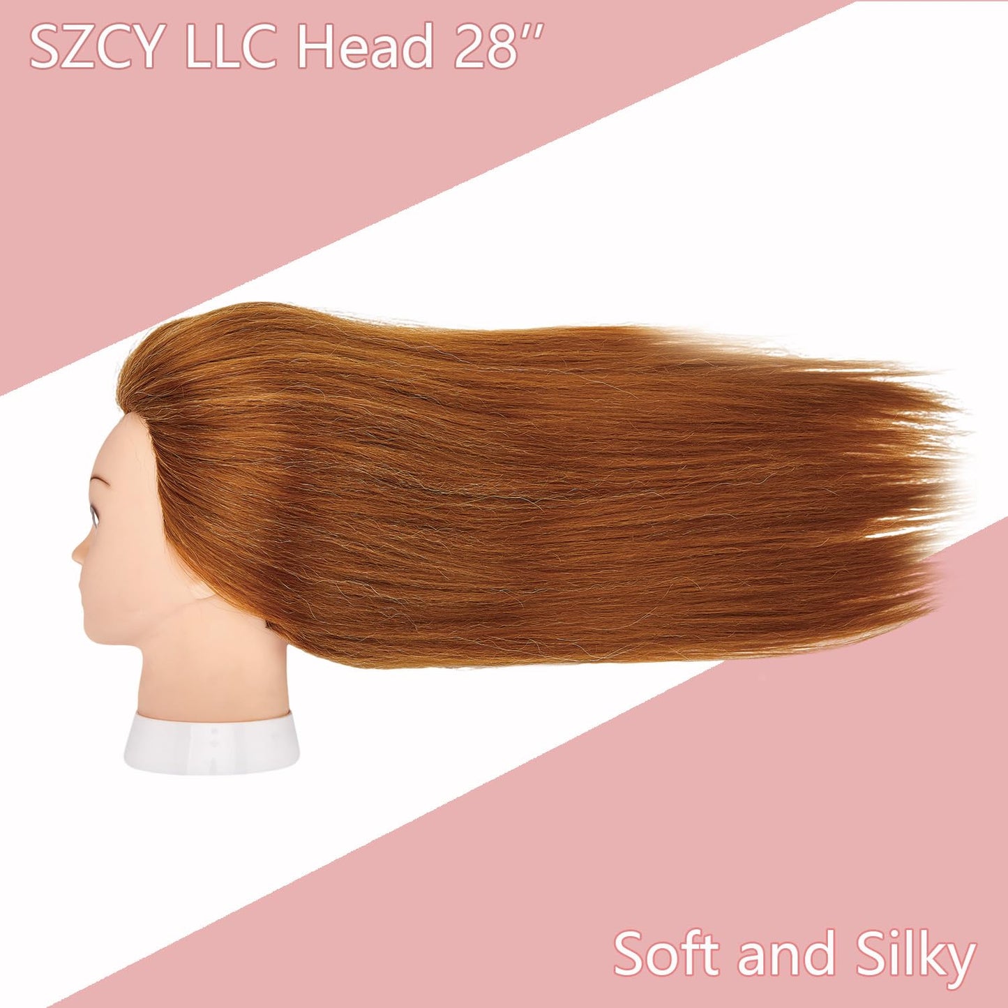 White Smoke Mannequin Head with 80% Human Hair, 28'' Doll Head for Cosmetology & Hairdresser, Real Hair Cosmetology Makeup Hairdressing Training Head